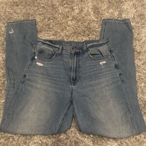 American Eagle Blue Distressed Mom Jeans